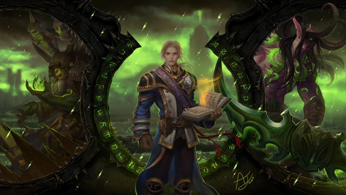 Guldan and Illidan Stormrage with Anduin Wrynn in Warcraft