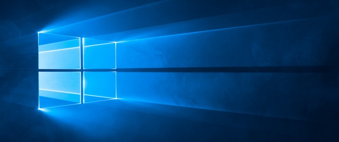 Windows 10 logo with blue light rays