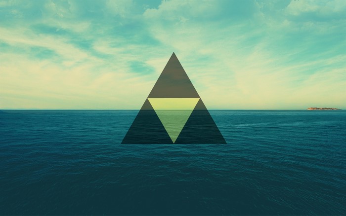 The Legend of Zelda Triforce over ocean landscape