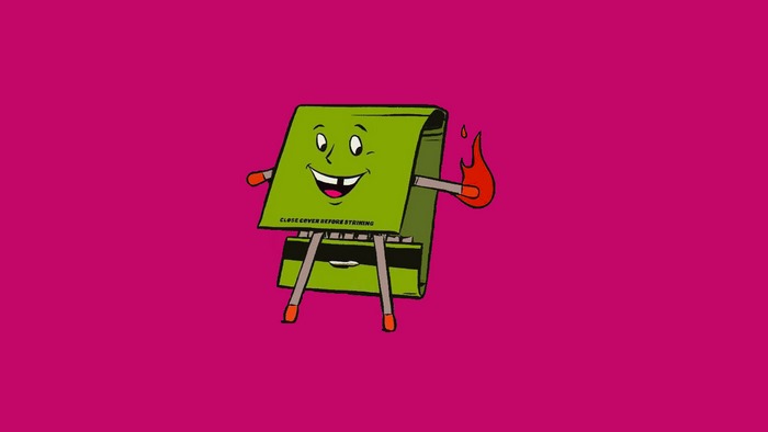 Matchbox character with flame