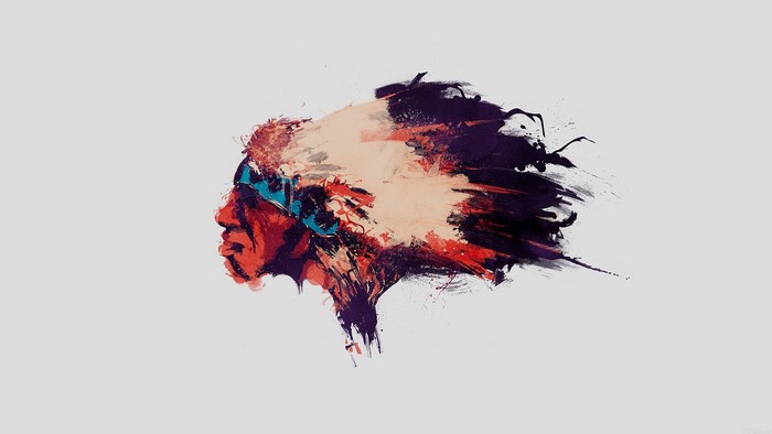 Digital art of a Native American man's profile
