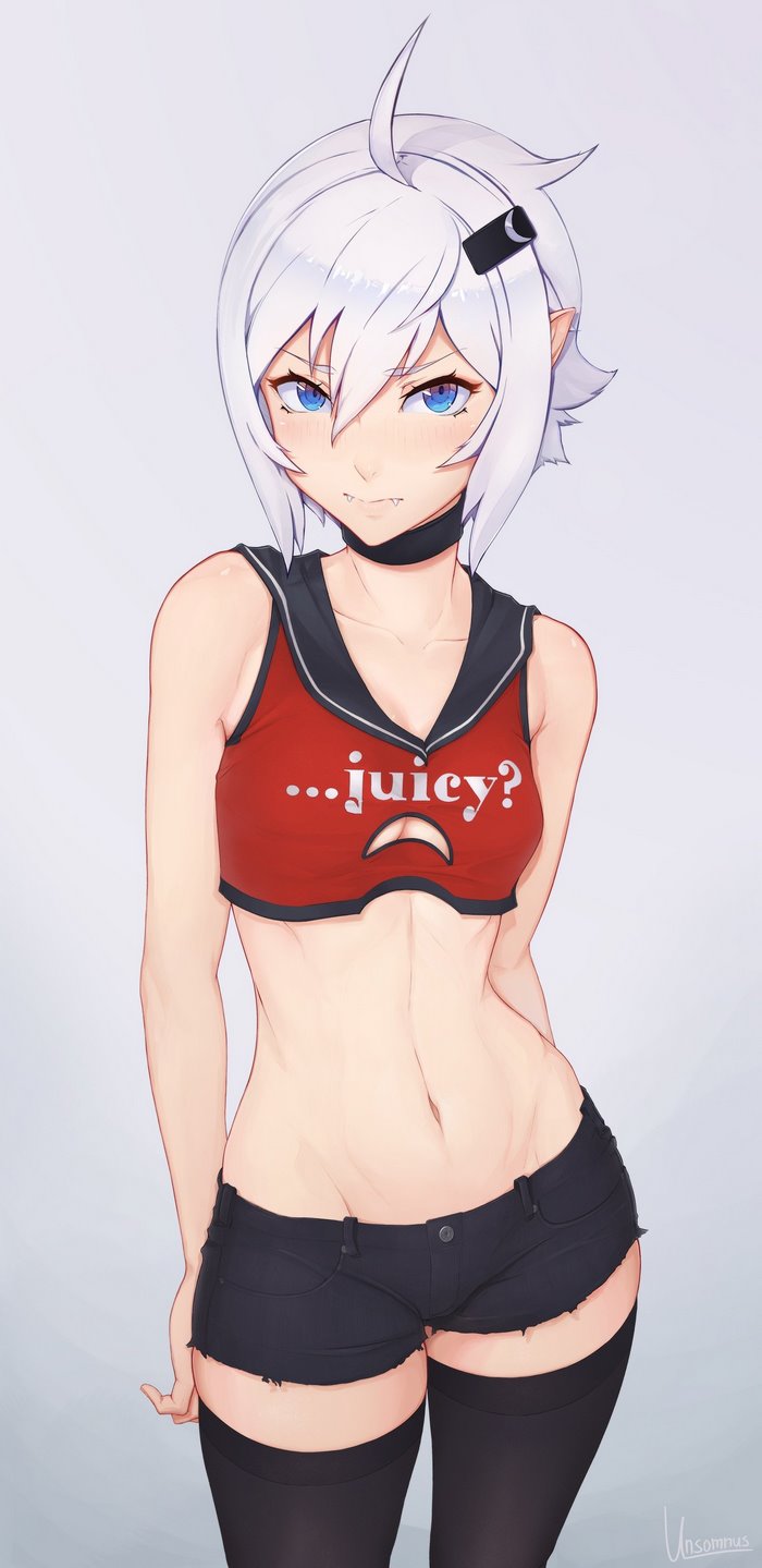 Anime girl with white hair and blue eyes