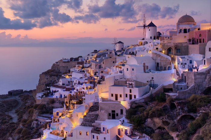 Oia, Santorini, Greece at sunset