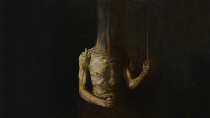 Painting of a shirtless man by Nicola Samori