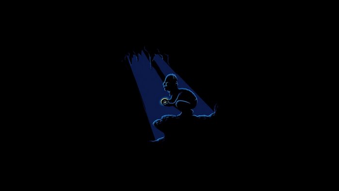 Homer Simpson from The Simpsons in a cave