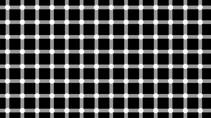 Hermann Grid Optical Illusion with Black Squares and White Dots