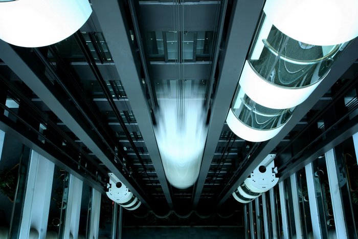 Modern elevator shaft with motion blur