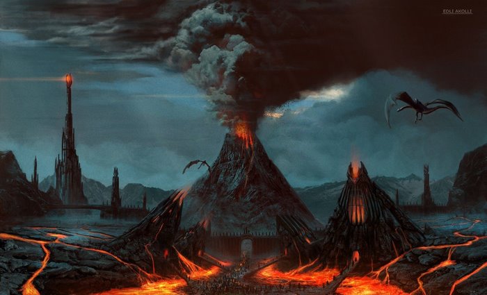 Mount Doom and Barad-dBr from The Lord of the Rings