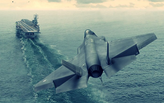 Lockheed Martin F-35 Lightning II over the ocean