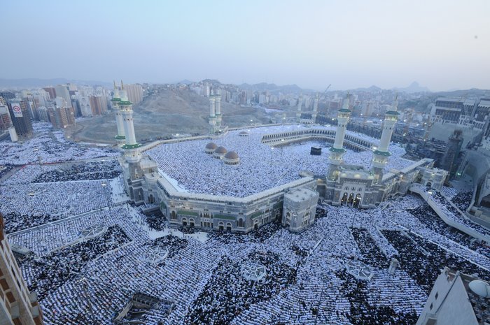Thousands of Muslims praying at the Grand Mosque in Mecca
