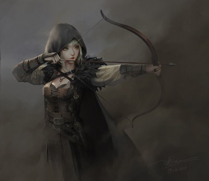 Fantasy Archer Warrior with Bow and Arrow