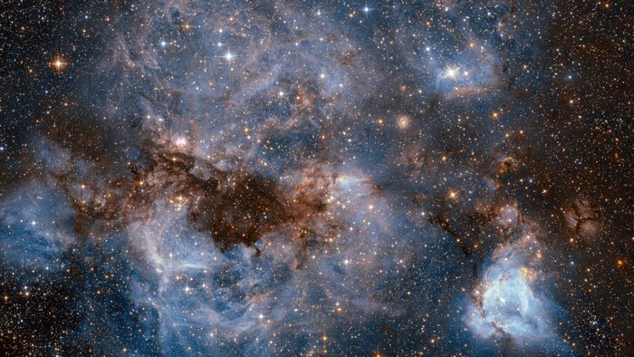 Space nebula with stars and gas clouds