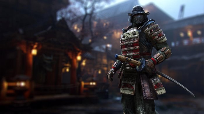 Samurai warrior in armor holding a sword in For Honor