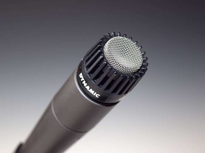 Close up of a dynamic microphone