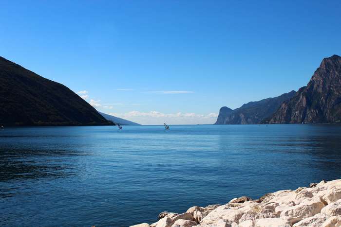 Windsurfers on Lake Garda, Italy
