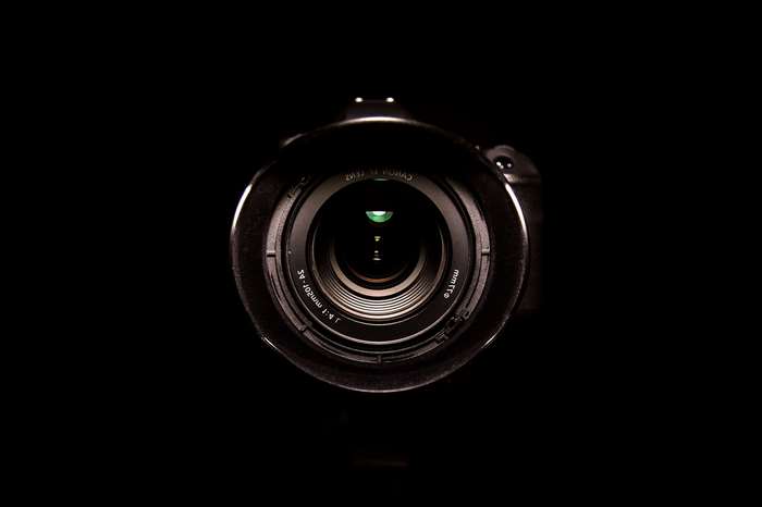 Camera lens with black background