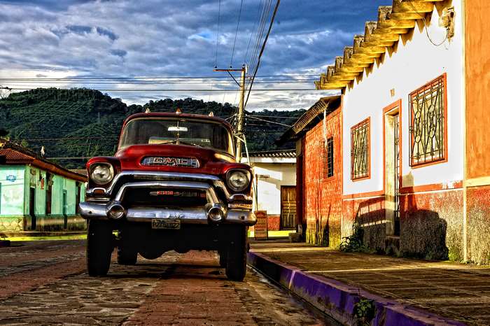 Red GMC Truck in Juayua, El Salvador