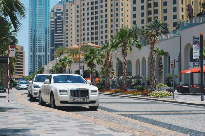 Rolls Royce car on a street in Dubai