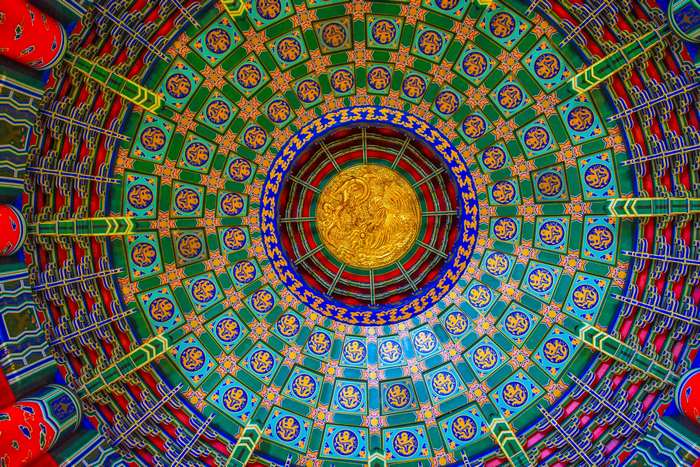 Colorful Chinese Temple Ceiling 4K