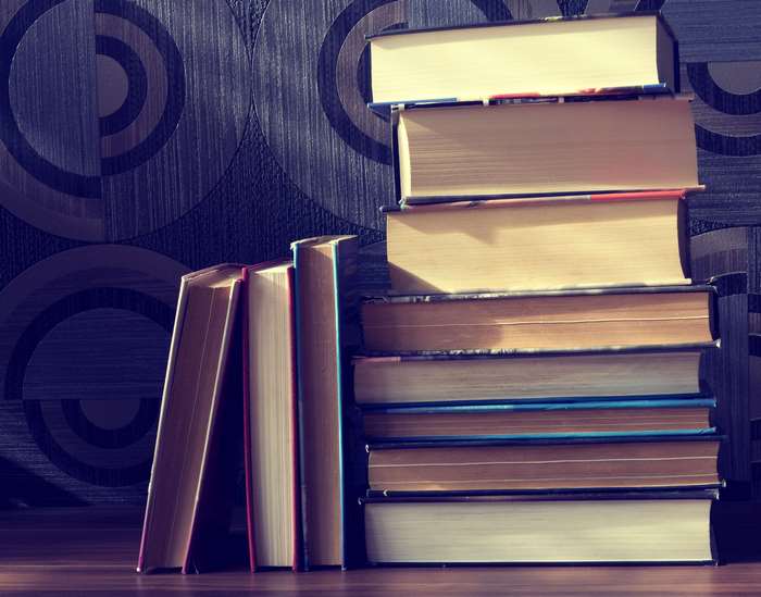 Stack of vintage books