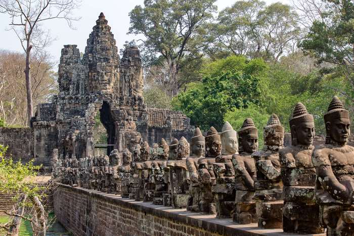 Angkor Thom Gate with Deva Statues, Cambodia 4K