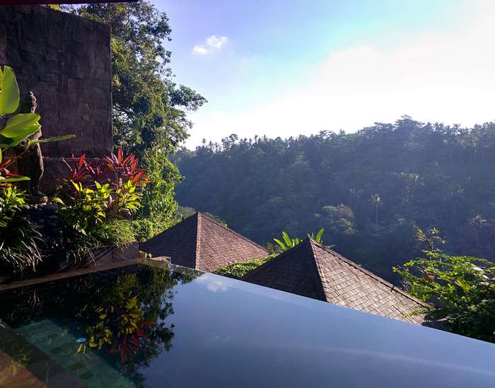 Infinity Pool Overlooking Jungle Valley in Bali 4K