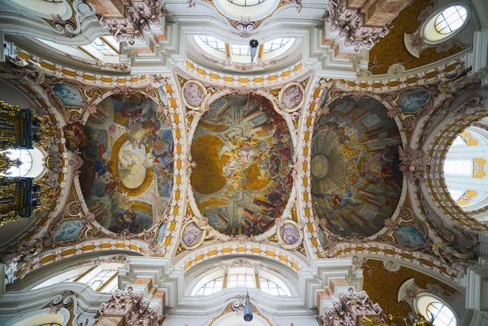 Baroque church ceiling painting in Innsbruck, Austria 4K