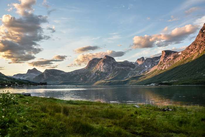 Mountains and lake scenery in Norway