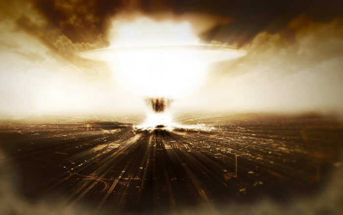 Nuclear explosion over a city