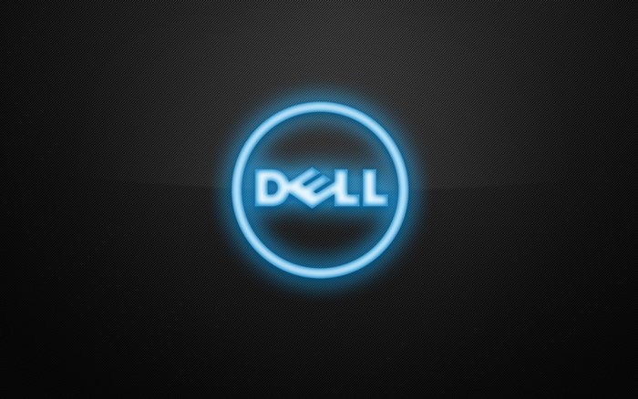 Glowing Blue Dell Logo on Dark Background