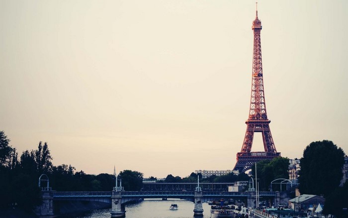 Eiffel Tower and Seine River in Paris, France