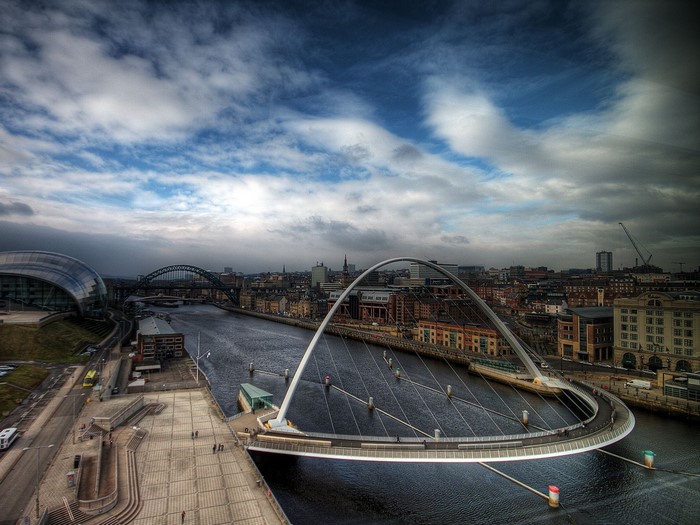Millennium Bridge over River Tyne in Newcastle