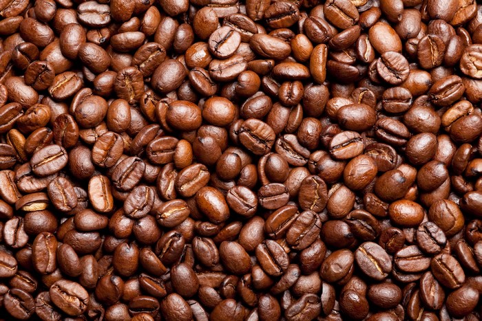 Close-up of Roasted Coffee Beans Texture