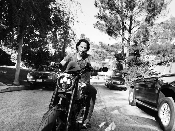 Keanu Reeves on a motorcycle