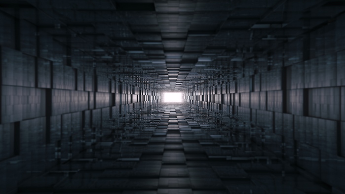 Dark Abstract Geometric Tunnel 4K
