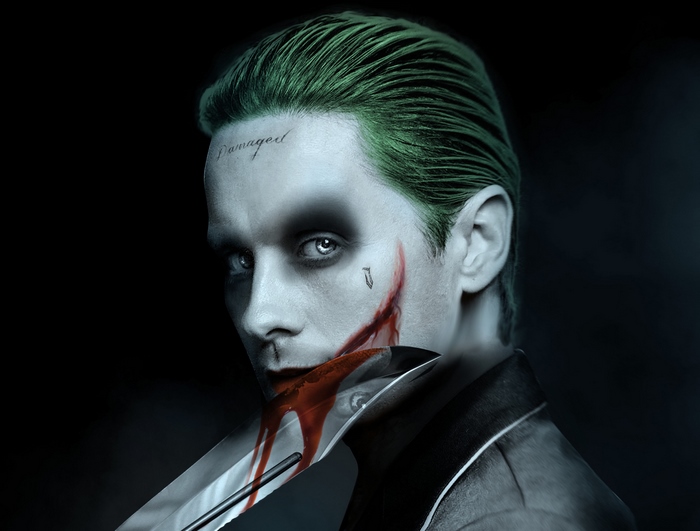 Joker Portrait with Knife and Green Hair