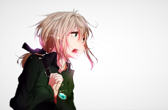 Emotional Violet Evergarden Holding a Pendant
