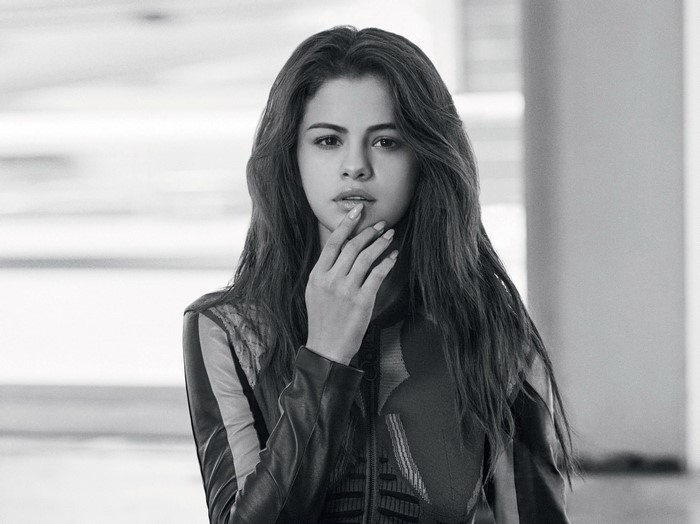 Selena Gomez in monochrome portrait