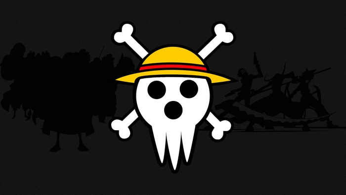 One Piece Jolly Roger with silhouettes