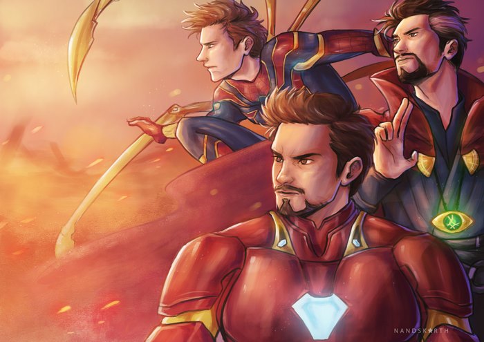 Iron Man, Doctor Strange, and Spider-Man artwork