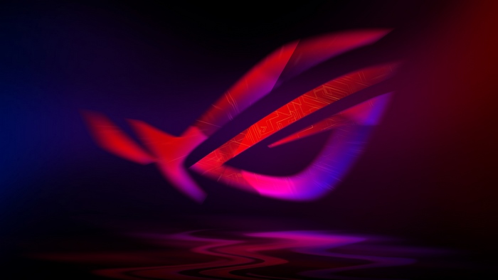 Republic of Gamers (ROG) logo with red and purple lighting