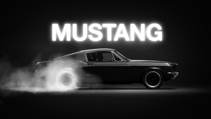 Black and White Ford Mustang Burnout