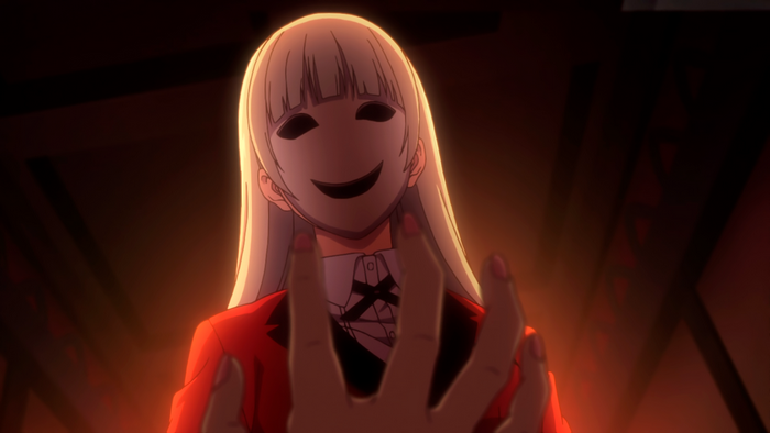 Ririka Momobami from Kakegurui wearing a mask