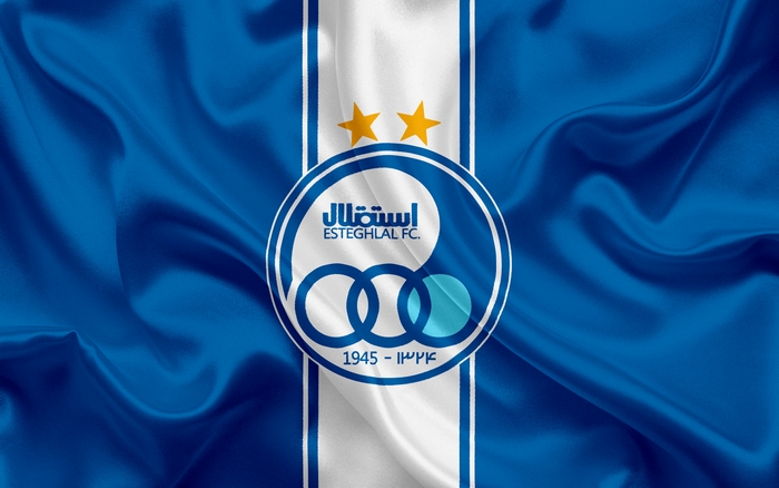 Esteghlal F.C. logo on blue and white flag