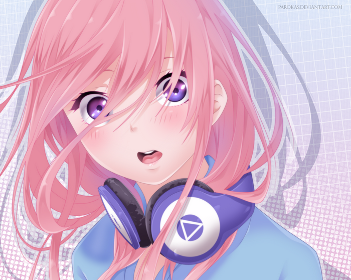 Miku Nakano from The Quintessential Quintuplets with headphones