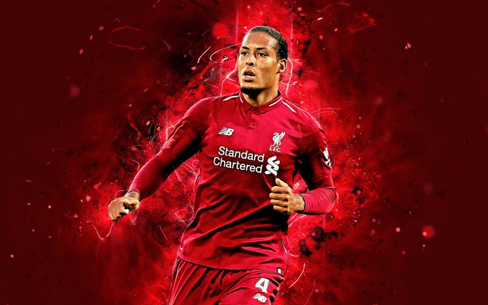Virgil van Dijk in Liverpool Red Jersey Action