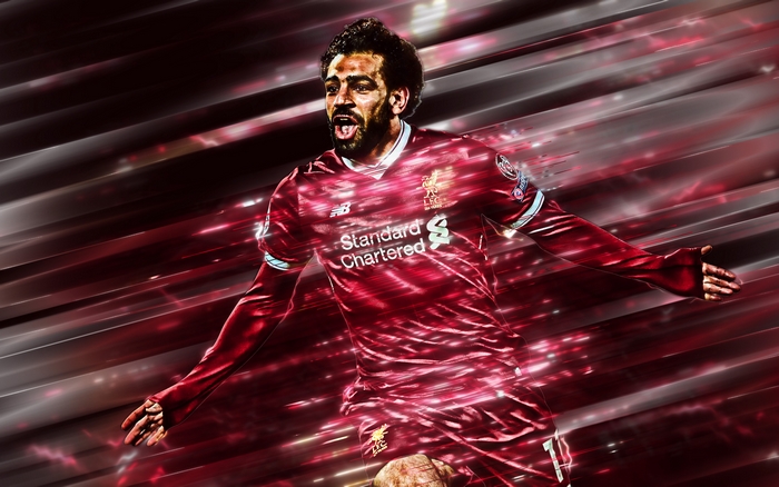 Mohamed Salah Celebrates in Liverpool Jersey