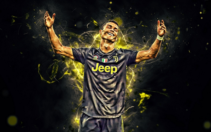 Cristiano Ronaldo Celebrates in Juventus Jersey