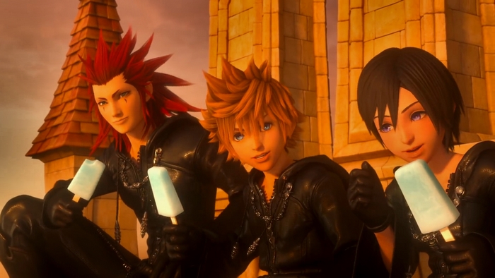 Axel, Roxas, and Xion from Kingdom Hearts III