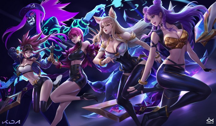 K/DA: Evelynn, Akali, Ahri, and Kai'Sa from League of Legends